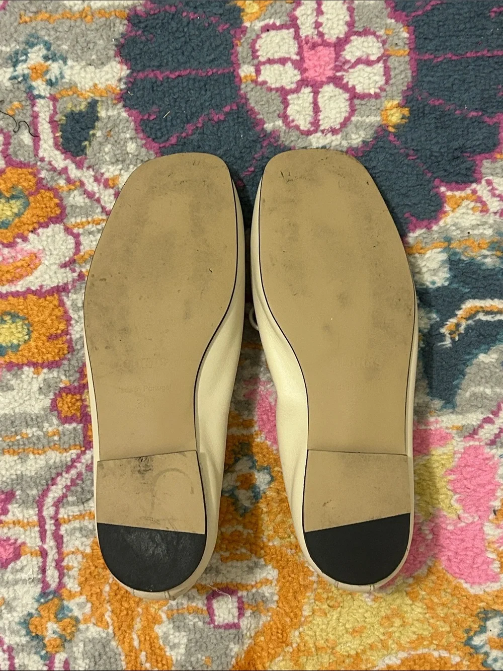 ALOHAS Rosalind Cream Leather Ballet Flats With Tie Bow Size 38, US 7-7.5